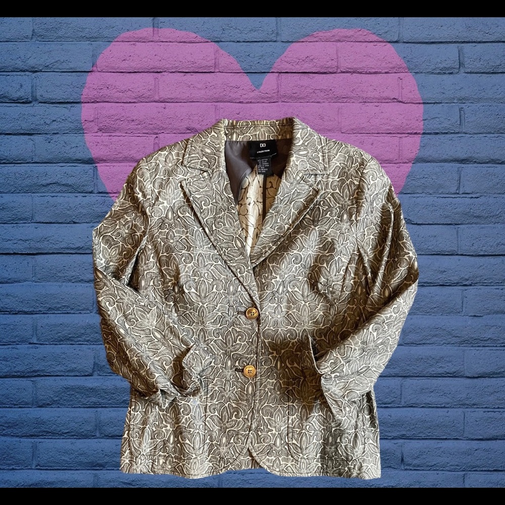 DD Collection Damask Print Fitted Blazer